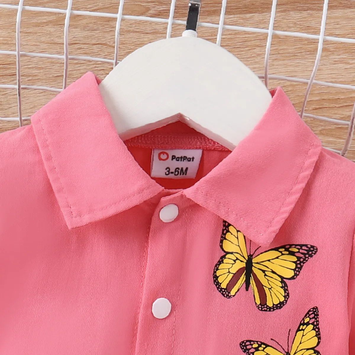 100% Cotton Baby Girl Butterfly Graphic Floral Embroidered Button Up Coat   Pink image 5