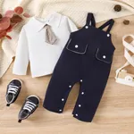 2pcs Baby Boy Tie Lapel Collar Long-sleeve Top and Overalls Set  image 2