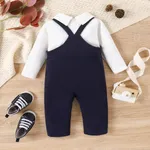 2pcs Baby Boy Tie Lapel Collar Long-sleeve Top and Overalls Set  image 3