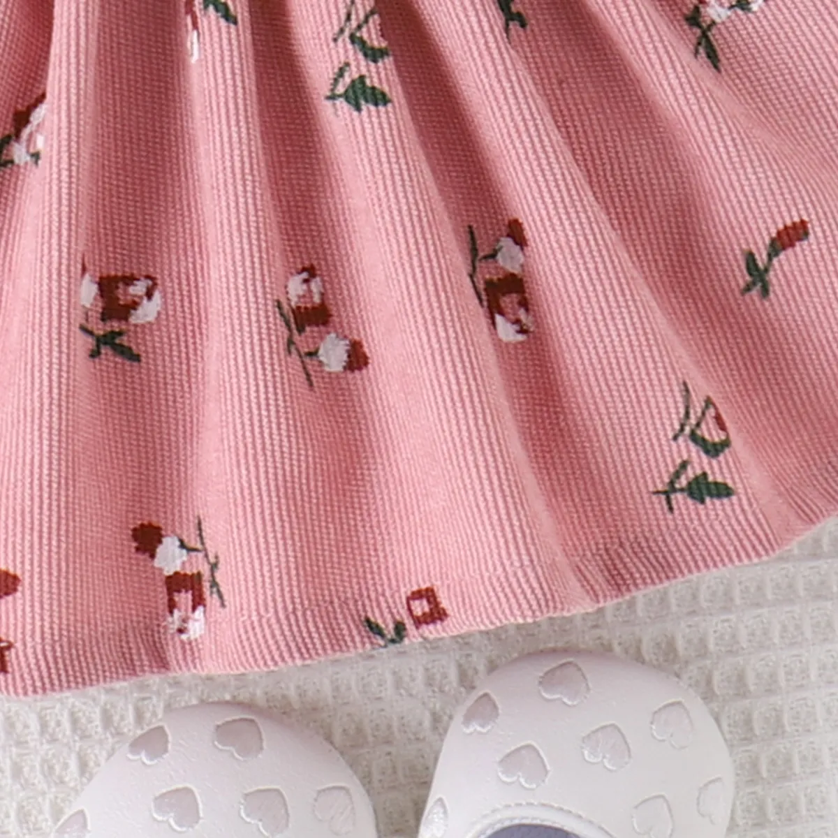 2pcs Baby Girl Floral Print Combo Dress with Headband Set   ColorBlock big image 1