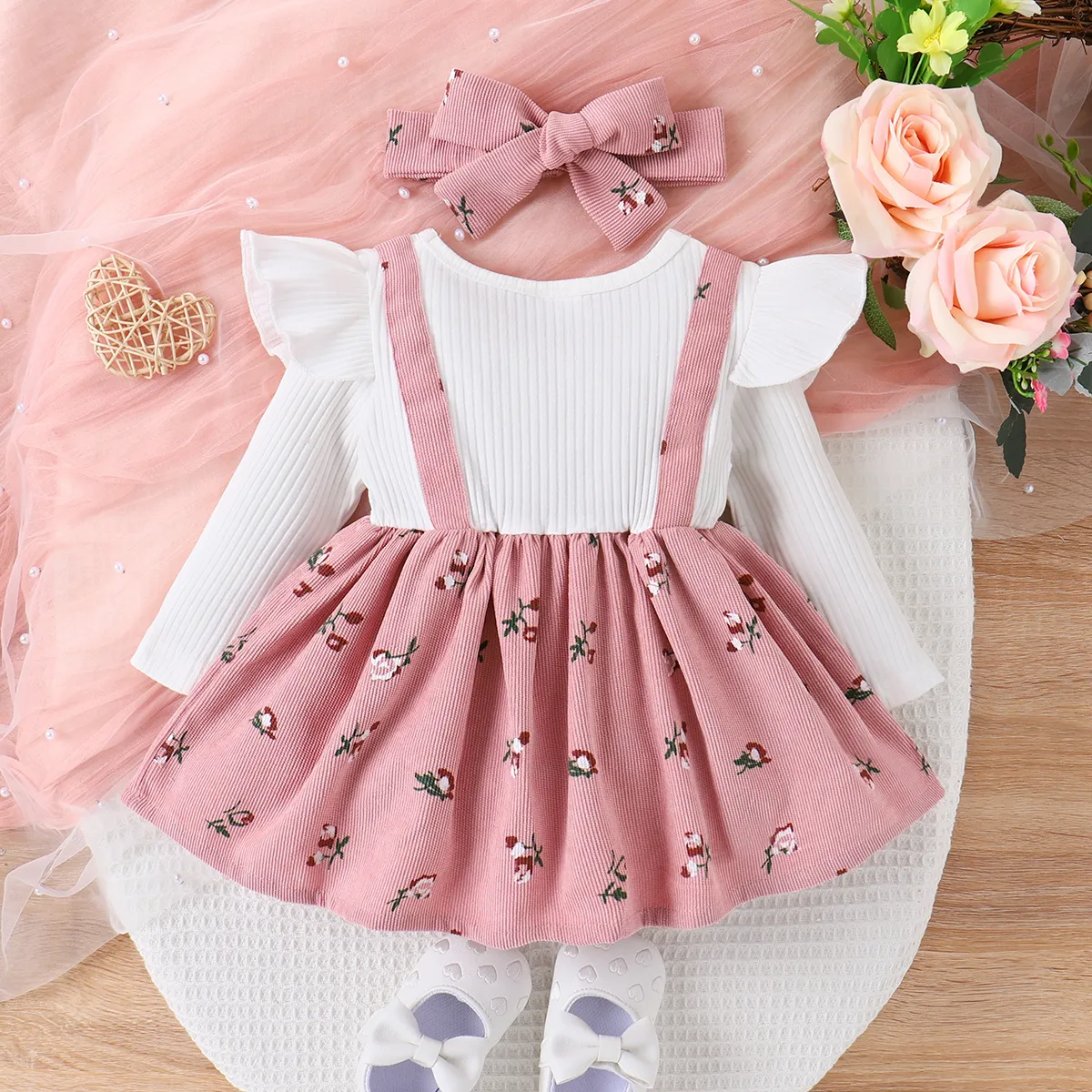 2pcs Baby Girl Floral Print Combo Dress with Headband Set    image 2