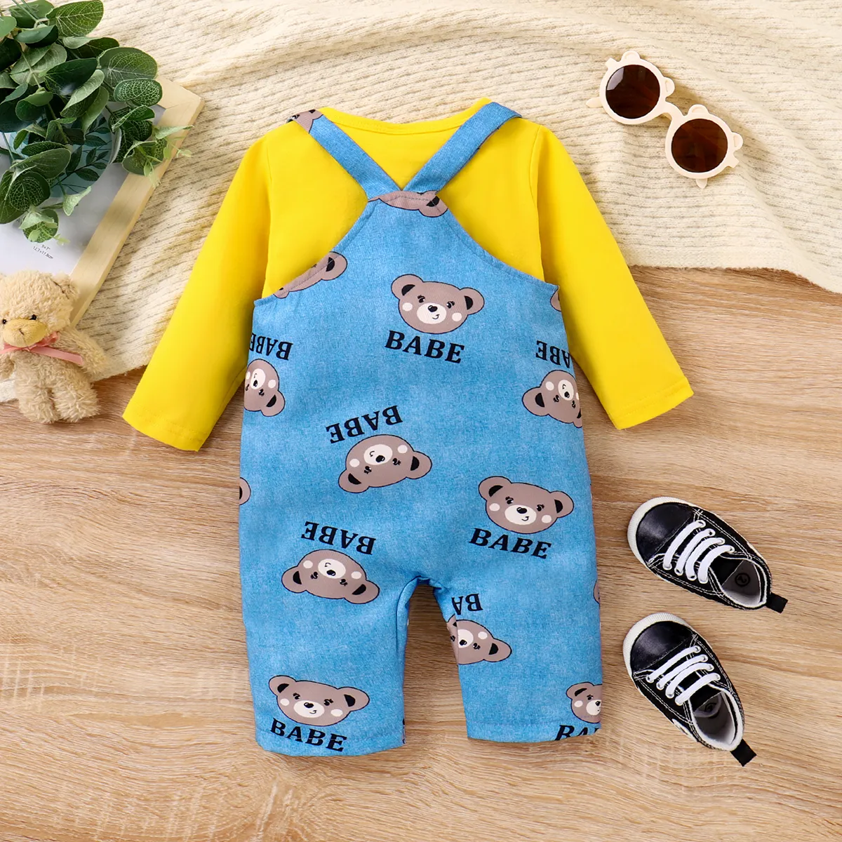 2 unidades Bebé Menino Urso Infantil Manga comprida Conjunto para bebé  image 2