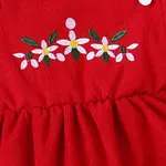 2pcs Baby Girl Floral Embroidered Corduroy Cami Dress and Solid Long-sleeve Top Set   image 6