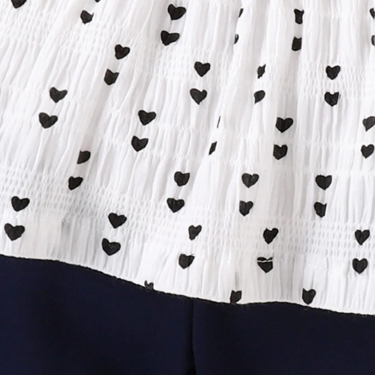 2pcs Baby Girl Sweet Heart-shaped Print Ruffle Edge Set White image 4