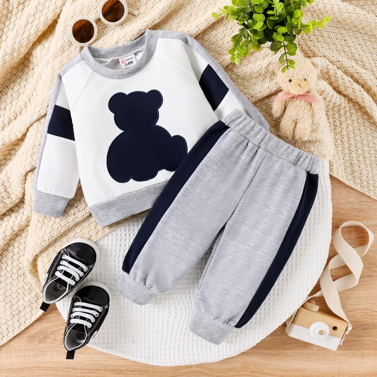 2 unidades Bebé Menino Urso Casual Manga comprida Conjunto para bebé  image 2