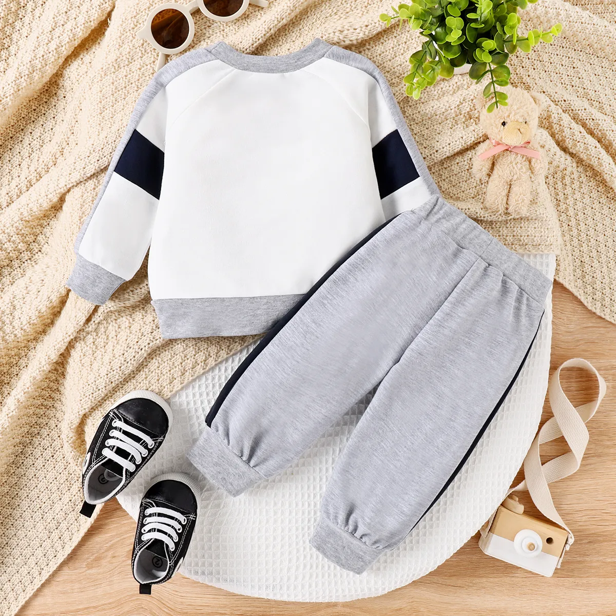 2 unidades Bebé Menino Urso Casual Manga comprida Conjunto para bebé  image 3
