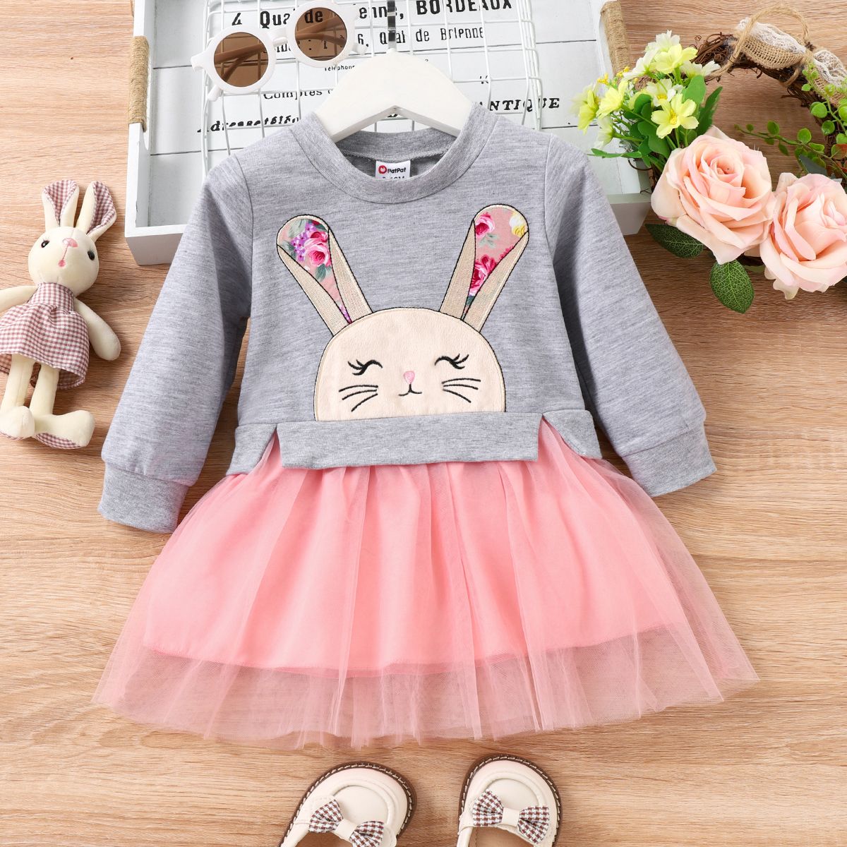 Baby Girl Sweet Rabbit Animal Pattern Long Sleeve Dress Set