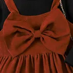 2PCS Toddler Girl Solid Color Sweet  Long Sleeve Dress Set  image 5