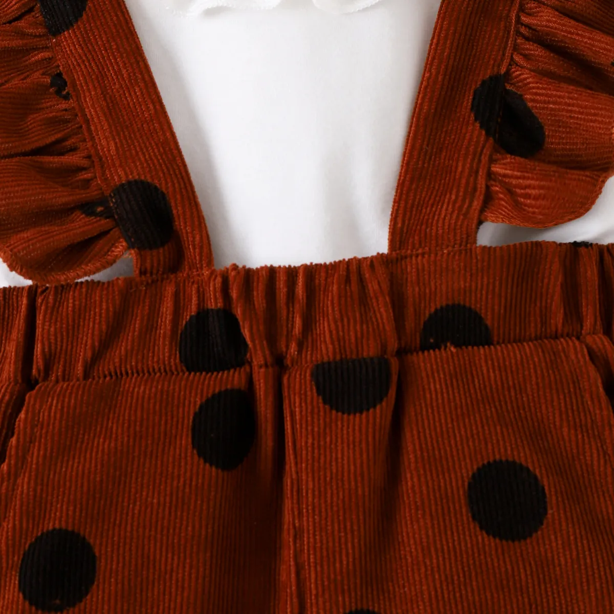 2pcs Toddler Girl Polka Dot Ruffle Edge Set Coffee image 5