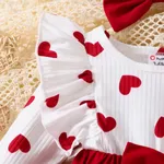 2pcs Baby Girl Heart-shaped Dress Set Red image 4