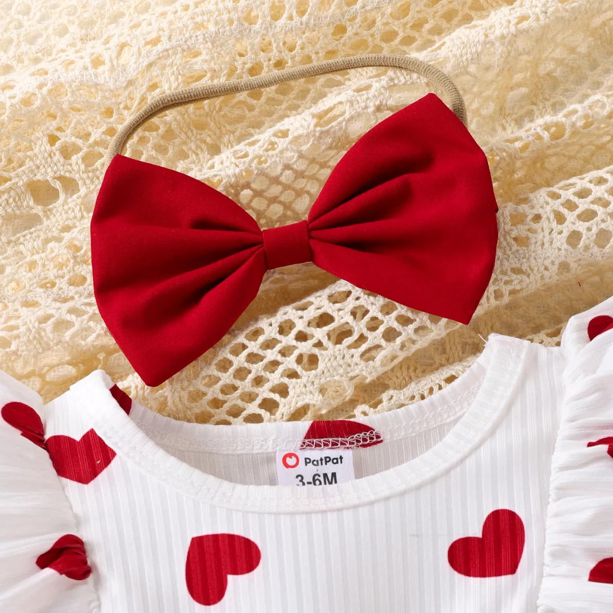 2pcs Baby Girl Heart-shaped Dress Set Red image 6
