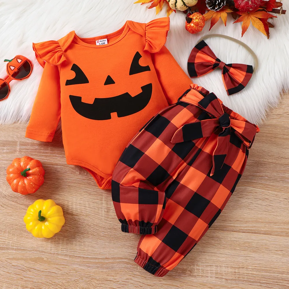 4PCS Baby Girl Halloween Sweet Ruffle Edge Sets big image 2