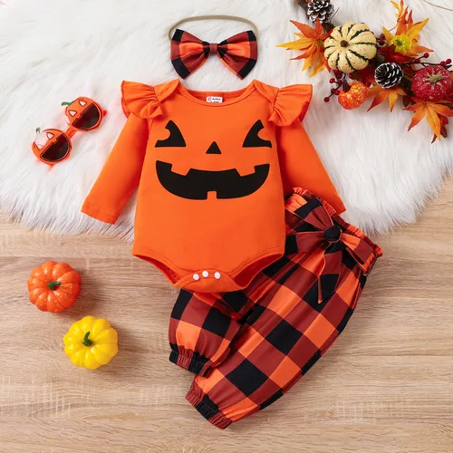 4PCS Baby Girl Halloween Sweet Ruffle Edge Sets