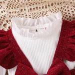 2PCS Baby Girl  Sweet Solid Color Ruffle Edge Long Sleeve Dress Set  image 3