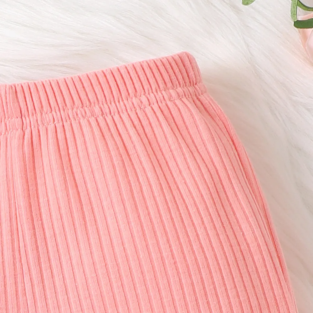 Baby Girl Solid Basic Ribbed Pants big image 5
