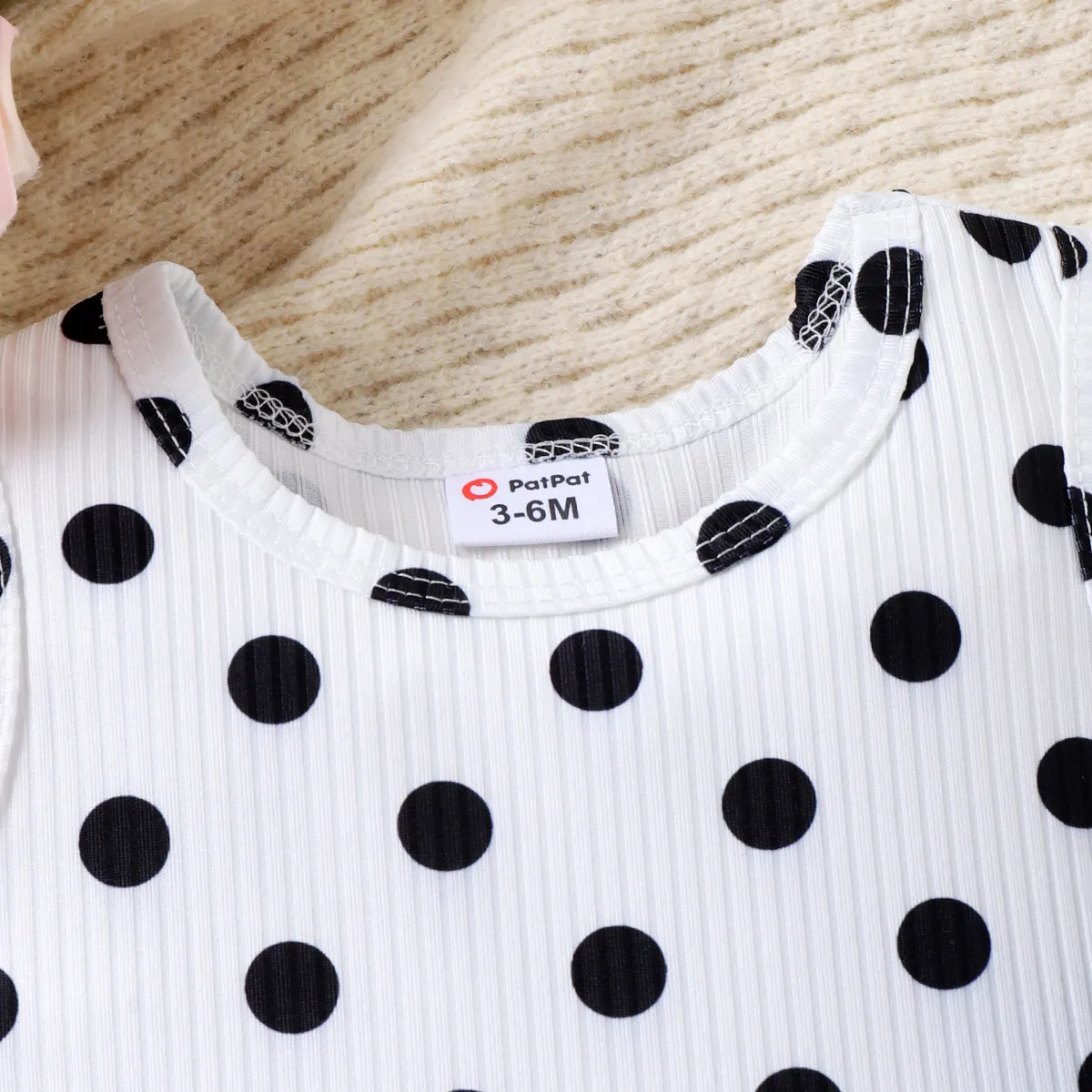 2PCS Girls' Sweet Polka Dot Lapel Long Sleeve Dress Set  image 3