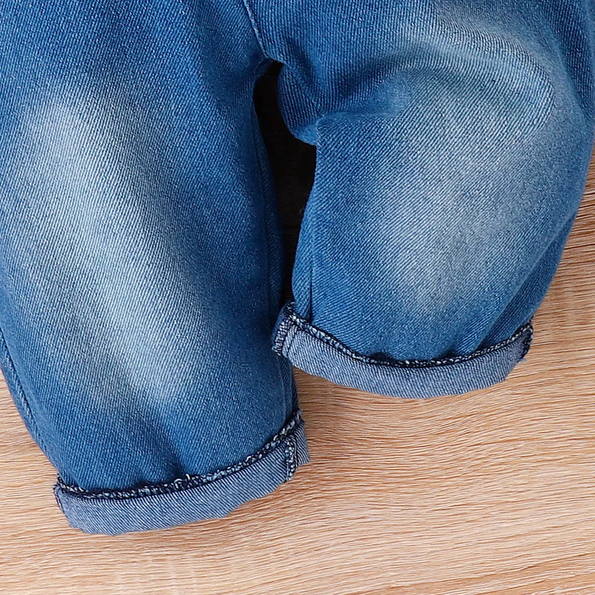 2pc Baby Boy Casual Stripe Denim Long Sleeve Set Blue image 5