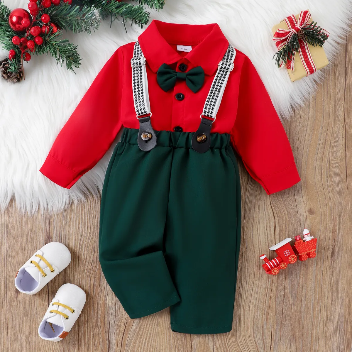 3PCS Baby Boy  Lapel Design School Set