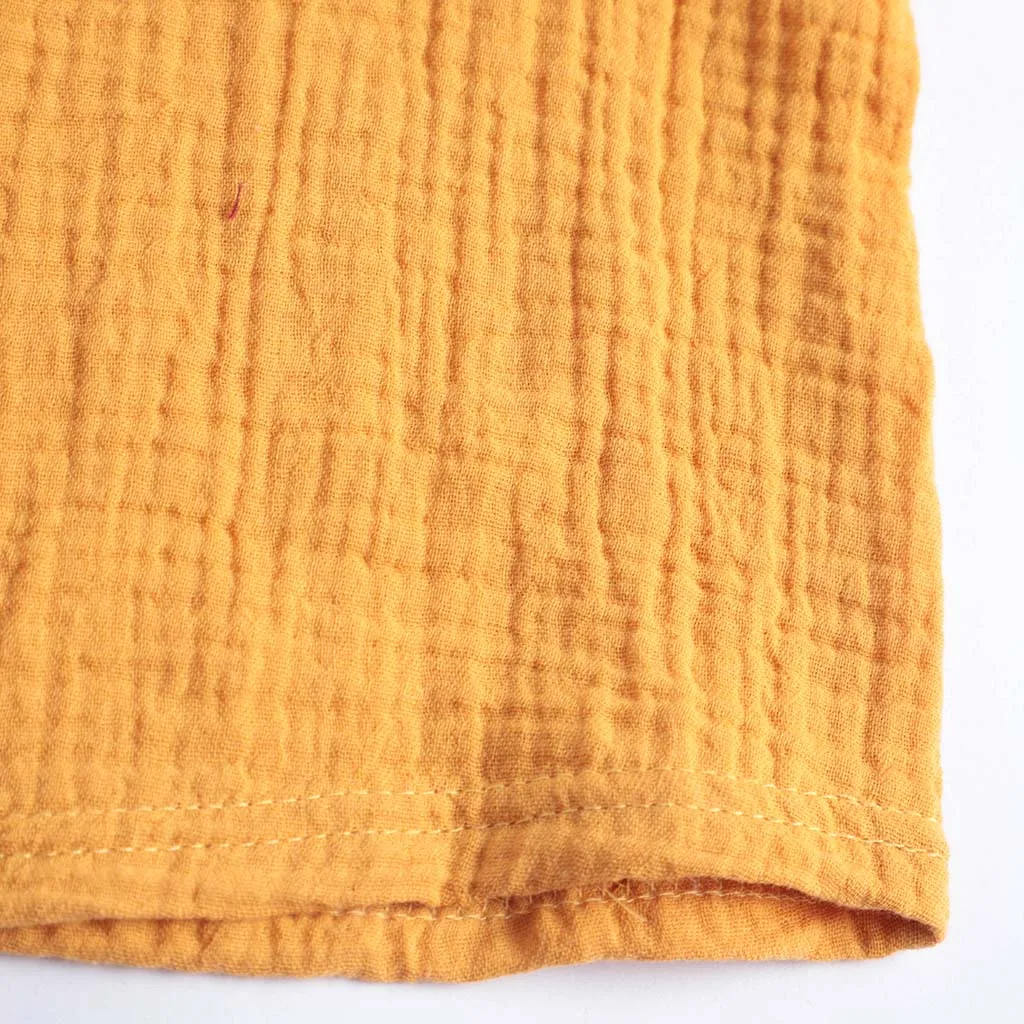 Crepe 2pcs Solid Short-sleeve Baby Set Ginger big image 1