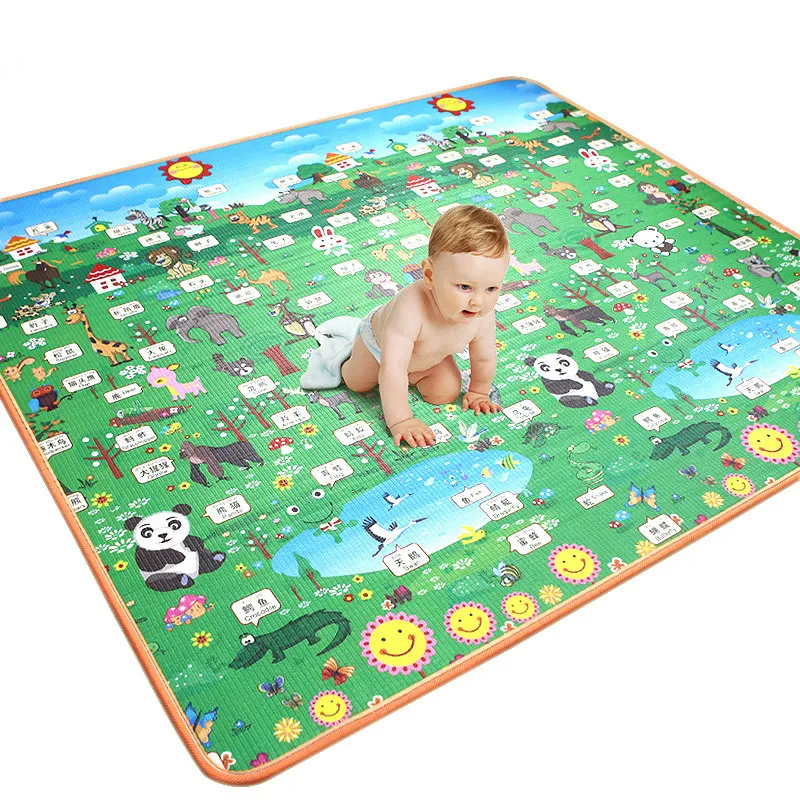 Alphabet Fruit Print Baby Play Crawling Mat (Consistent Alphabet Pattern, Random Design on the Other Side) Multi-color big image 1