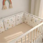 Barandilla para cama de bebé recién nacido de 1 pieza, 100% algodón, cerca de cama, patrón de impresión anticolisión para bebé, barandillas de seguridad para cama de bebé extraíbles y lavables Beige