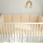 1 peça 100% algodão cama de bebê recém-nascido guardrail cerca de cama de bebê padrão de impressão anticolisão trilhos de segurança removíveis e laváveis para cama de bebê Cor de Damasco