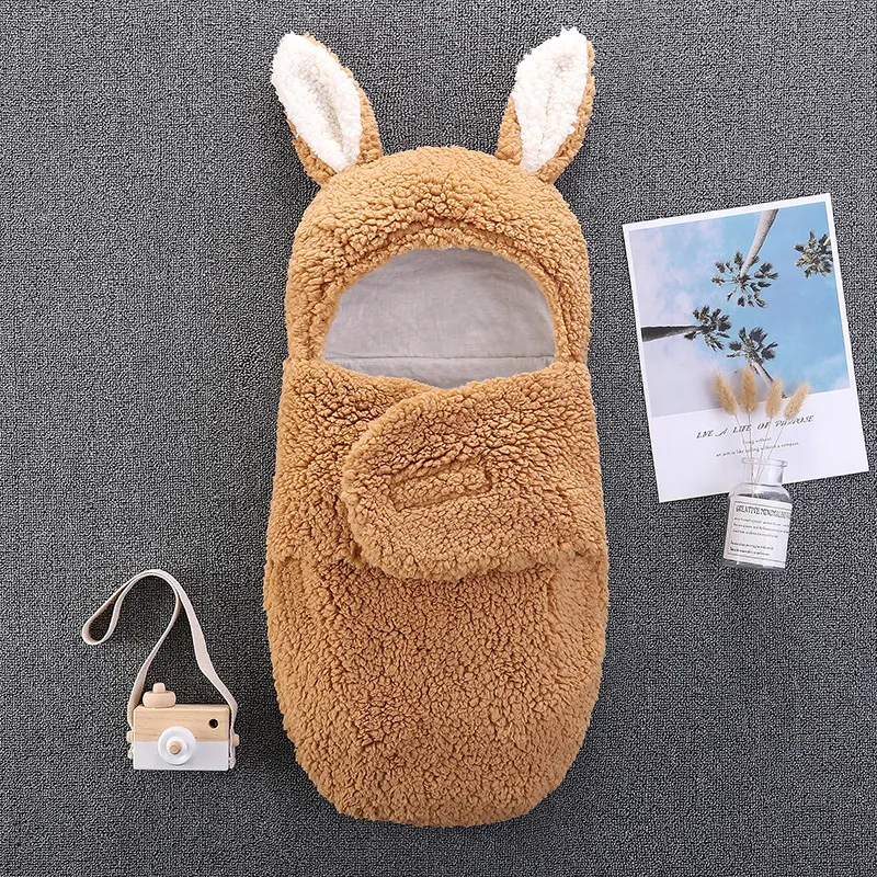 Newborn Solid Color Ear Anti-startle and Anti-kick Hooded Swaddles  big image 1