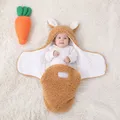 Newborn Solid Color Ear Anti-startle and Anti-kick Hooded Swaddles  image 2
