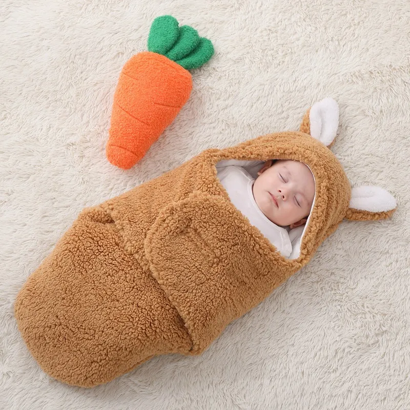 Newborn Solid Color Ear Anti-startle and Anti-kick Hooded Swaddles  big image 3