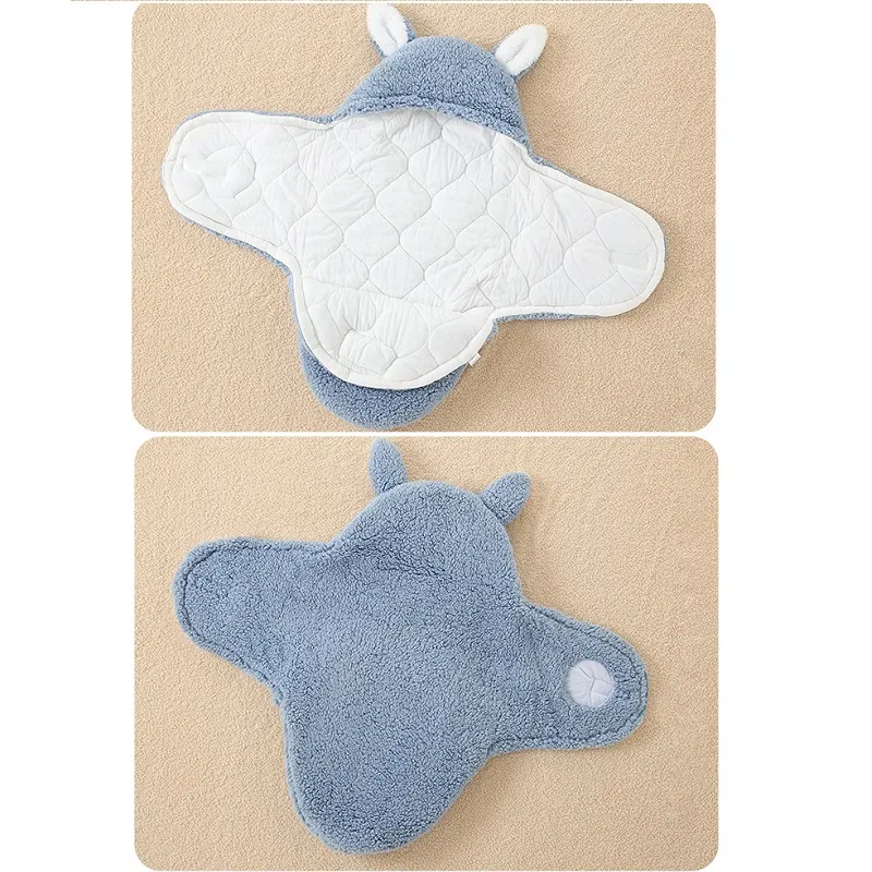 Newborn Solid Color Ear Anti-startle and Anti-kick Hooded Swaddles  big image 6