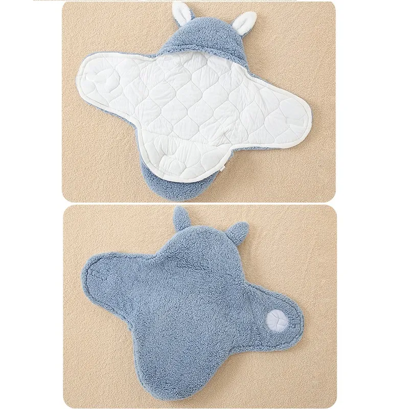 Newborn Solid Color Ear Anti-startle and Anti-kick Hooded Swaddles big image 6