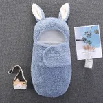Newborn Solid Color Ear Anti-startle and Anti-kick Hooded Swaddles Blue