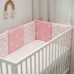 1-piece 100% Cotton Baby Crib Bumpers Removable Guard Rail Padded Circumference Bed Protection Safety Bed Side Rail Guard Protector Light Pink image 2