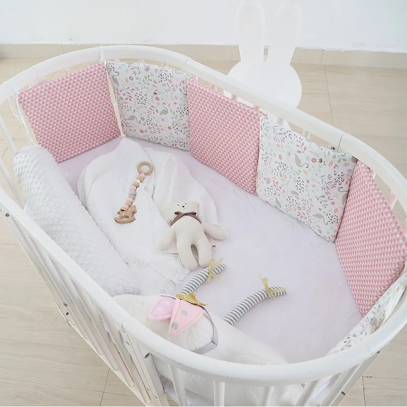 1-piece 100% Cotton Baby Crib Bumpers Removable Guard Rail Padded Circumference Bed Protection Safety Bed Side Rail Guard Protector  big image 1