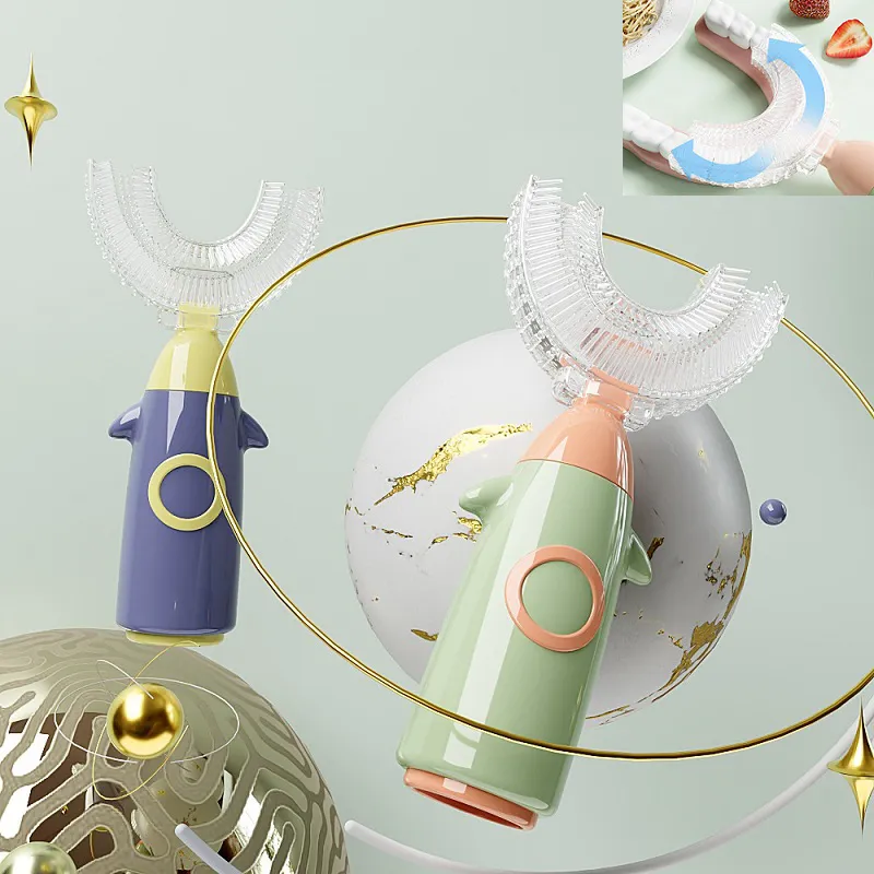 Kids U Shaped Silicone Toothbrush Toddlers Kids Manual Toothbrush Whole Mouth Silicone Toothbrush Head 360° Oral Teeth Cleaning