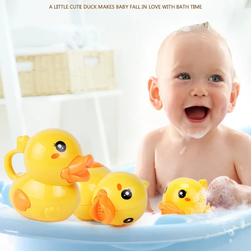 كوب شامبو للأطفال بطة الكرتون مستلزمات استحمام الطفل الرضيع لعبة مائية تعليمية الأصفر big image 1