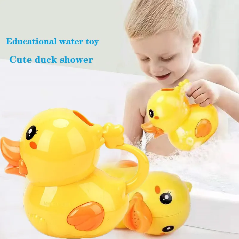 taza de champú para bebé pato de dibujos animados suministros de ducha para bebés juguete de agua educativo Amarillo big image 1