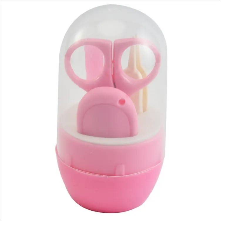 Kit de unhas de bebê com 4 unidades tesoura de lixa de unhas pinça conjunto de cuidados de unhas para bebês recém-nascidos com estojo Rosa big image 1