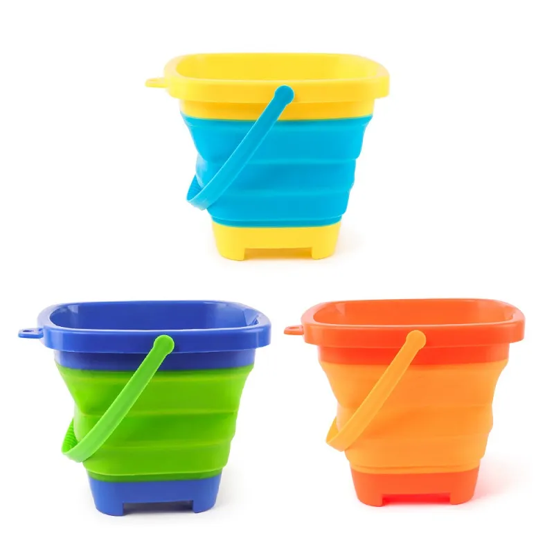 Folding Beach Bucket Toy Multifunction Portable Foldable Sand Buckets for Beach Outdoor Playing Water Sand Transport Storage big image 2