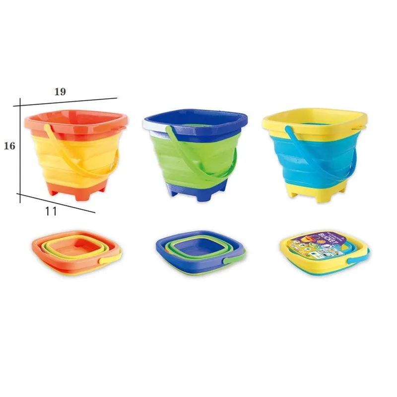 Folding Beach Bucket Toy Multifunction Portable Foldable Sand Buckets for Beach Outdoor Playing Water Sand Transport Storage big image 7