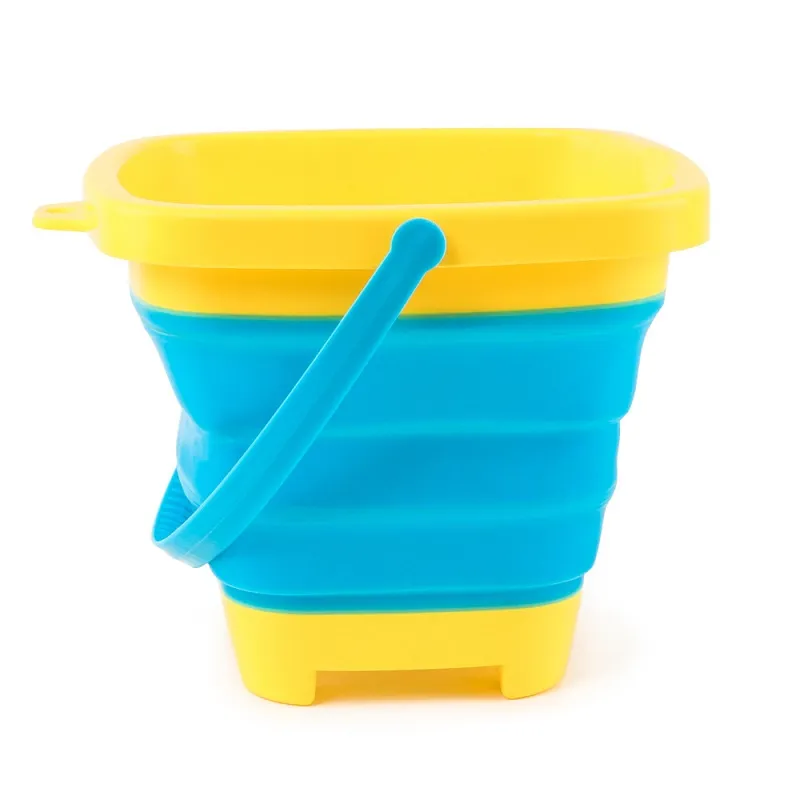 Folding Beach Bucket Toy Multifunction Portable Foldable Sand Buckets for Beach Outdoor Playing Water Sand Transport Storage Blue big image 1