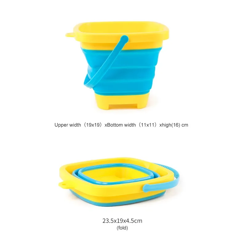 Folding Beach Bucket Toy Multifunction Portable Foldable Sand Buckets for Beach Outdoor Playing Water Sand Transport Storage Blue image 2