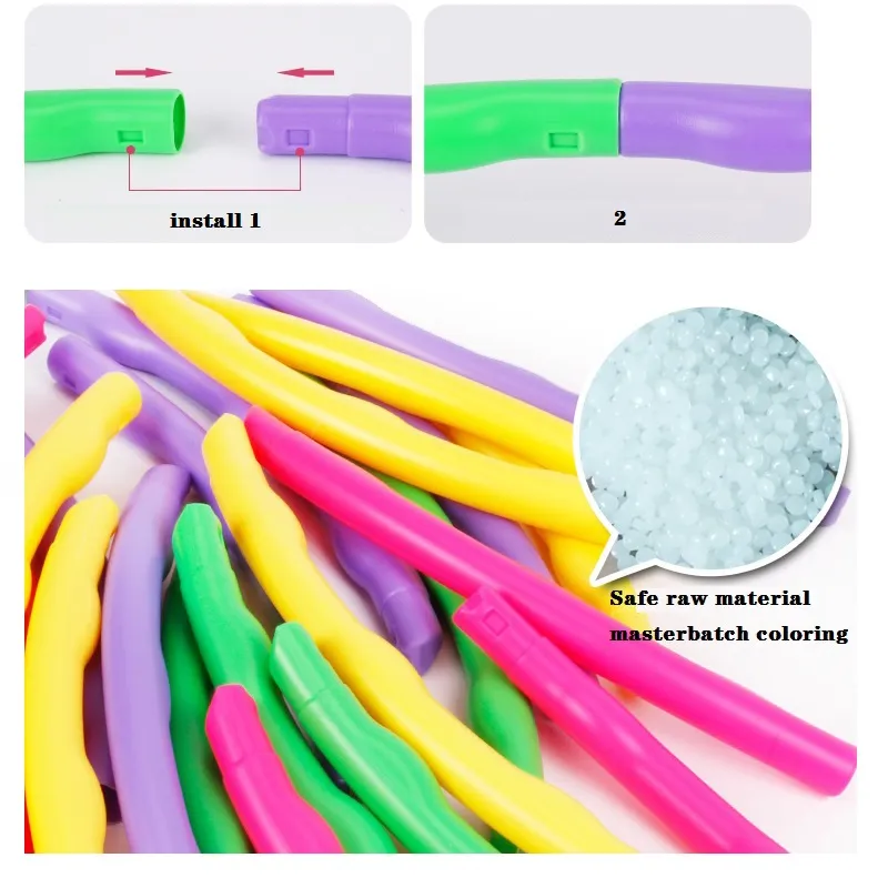 Detachable Color Hoop Kids Exercise hula Hoop Freely Assembled Adjustable Hoop Color block image 4