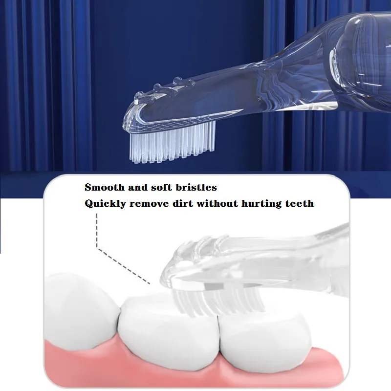 2-pack Food Grade Liquid Silicone Baby Tongue Scraper Brush & Finger Toothbrush Set for Tongue Coating and Teeth Gum Cleaning big image 1