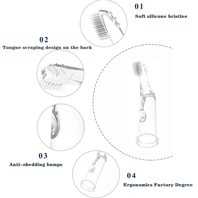 2-pack Food Grade Liquid Silicone Baby Tongue Scraper Brush & Finger Toothbrush Set for Tongue Coating and Teeth Gum Cleaning big image 5