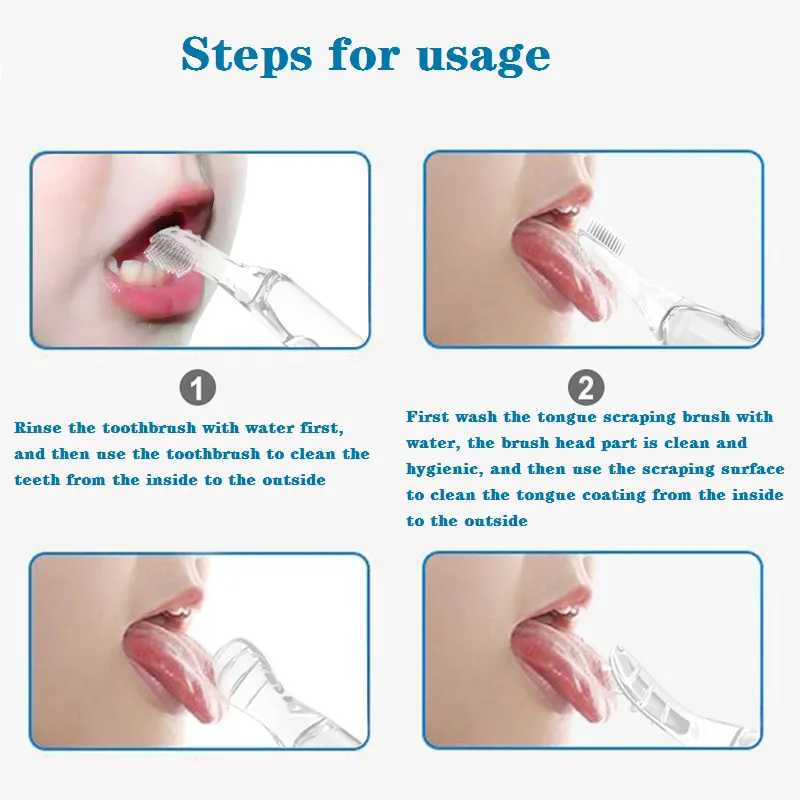 2-pack Food Grade Liquid Silicone Baby Tongue Scraper Brush & Finger Toothbrush Set for Tongue Coating and Teeth Gum Cleaning big image 7