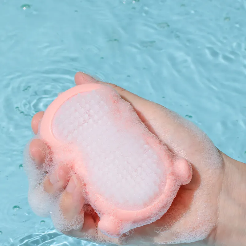 Baby Cartoon Shampoo Shower Brush Scalp Head Massager Brush Hair Washing Comb Baby Bath Supply Easy to Grip Pink image 3