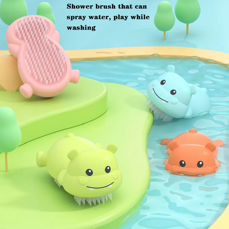 Baby Cartoon Shampoo Shower Brush Scalp Head Massager Brush Hair Washing Comb Baby Bath Supply Easy to Grip Pink image 4