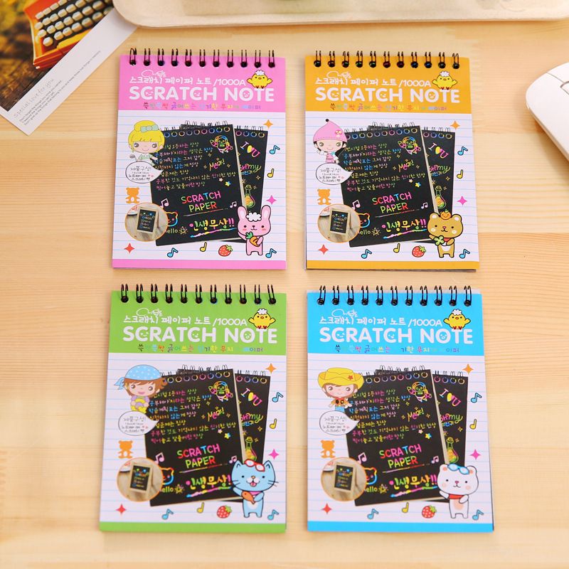 3-pack Rainbow Scratch Painting Notes Colorful Magic Scratch Off Paper Art Craft Notes (Random Color