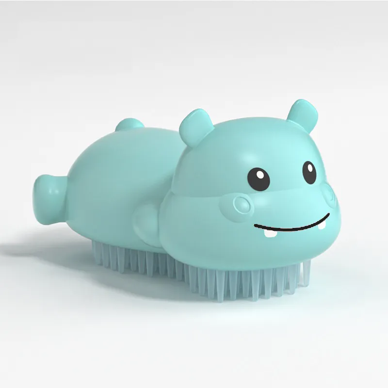 Baby Cartoon Shampoo Shower Brush Scalp Head Massager Brush Hair Washing Comb Baby Bath Supply Easy to Grip Blue